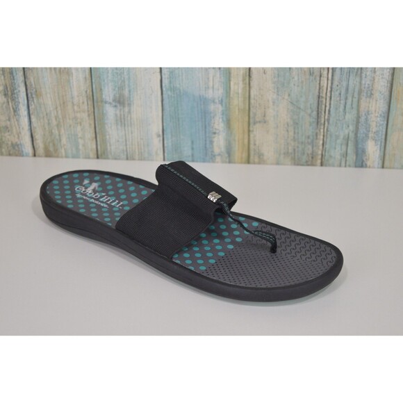 Cobb Hill By New Balance Women's Flip Flops Size 11 Black Blue Elastic Sandals - Picture 3 of 9